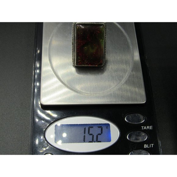 Size 4.5 Sterling Silver Large Handmade Glass Resin Band Ring Vintage Statement - Picture 9 of 9